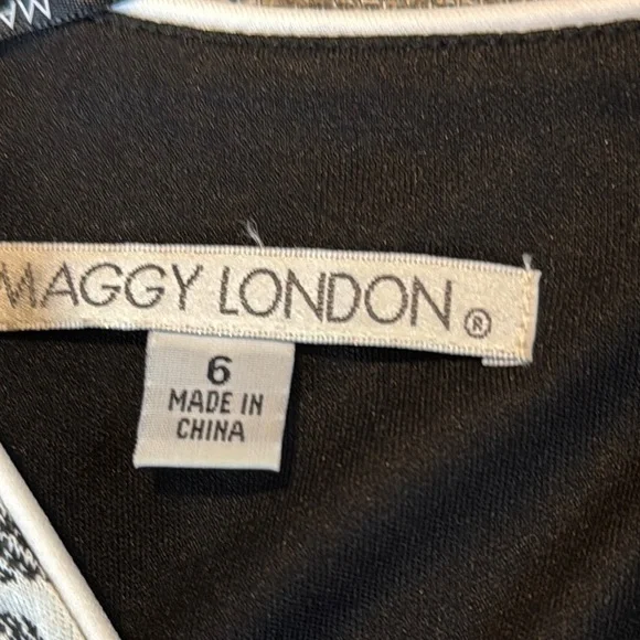 Maggy London Black and White A-line Midi Dress - Picture 11 of 12